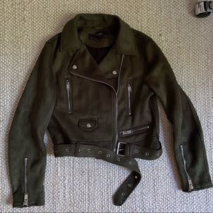Zara Green Suede Cropped Jacket